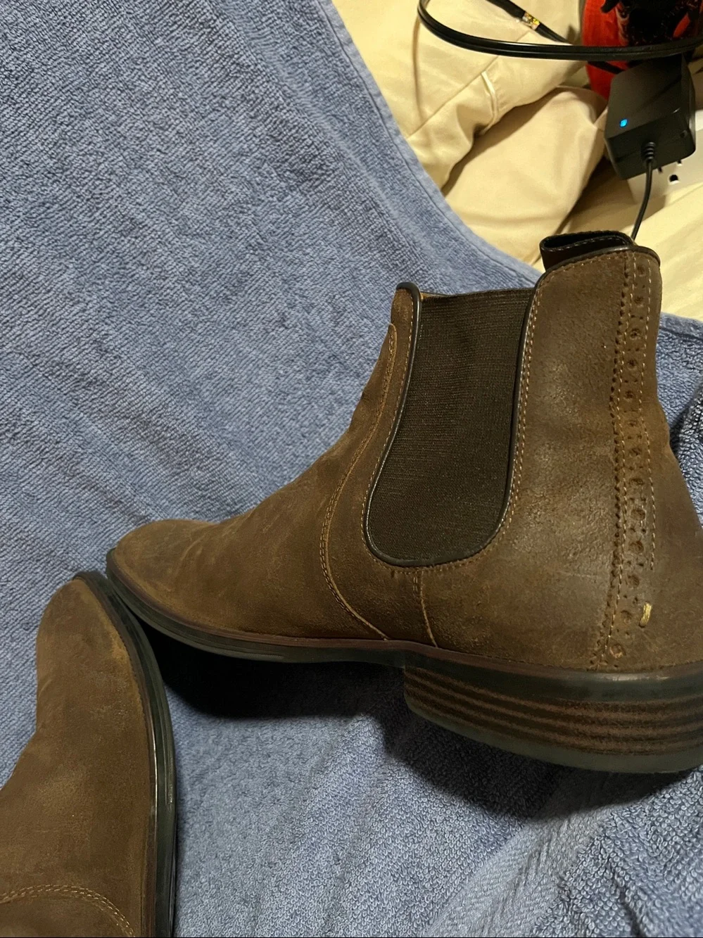 Johnston & Murphy Henrick Chelsea Boot Tan Waxed Suede Sz 11M